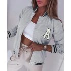 Latter Pattern Striped Snap Button Baseball Coat