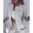 Latter Pattern Striped Snap Button Baseball Coat