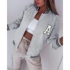 Latter Pattern Striped Snap Button Baseball Coat