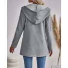 Cable Textured Zip Up Casual Hooded Coat