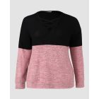 Colorblock Criss Cross Front Drop Shoulder Top