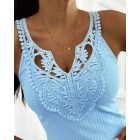 U-Neck Button Decor Sleeveless Tank Casual Slim Fit Knit Top