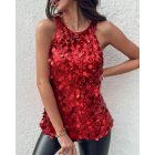 Round Neck Sequin Sleeveless Tank Top Casual Slim Fit Party Clubwear