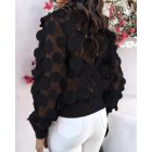 Floral Embroidery Baseball Collar Long Sleeve Coat Sheer Mesh Patch Zip Up Jacket
