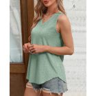 V-Neck Sleeveless Thick Strap Hollow-out Knit Tank Casual Top