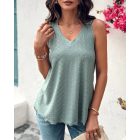 V-Neck Sleeveless Thick Strap Hollow-out Knit Tank Casual Top