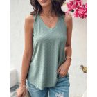 V-Neck Sleeveless Thick Strap Hollow-out Knit Tank Casual Top