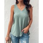 V-Neck Sleeveless Thick Strap Hollow-out Knit Tank Casual Top