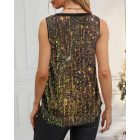V-Neck Allover Sequin Thick Strap Sleeveless Tank Casual Top