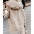 Buttoned Pocket Design Hooded Teddy Coat