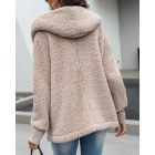Buttoned Pocket Design Hooded Teddy Coat