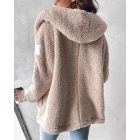 Buttoned Pocket Design Hooded Teddy Coat