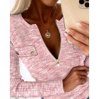 Crewneck Half Zip Up Cable Knit Sweater Slim Fit Pullover Top