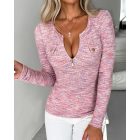 Crewneck Half Zip Up Cable Knit Sweater Slim Fit Pullover Top