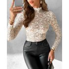 Mock Neck Long Sleeve Lace Top
