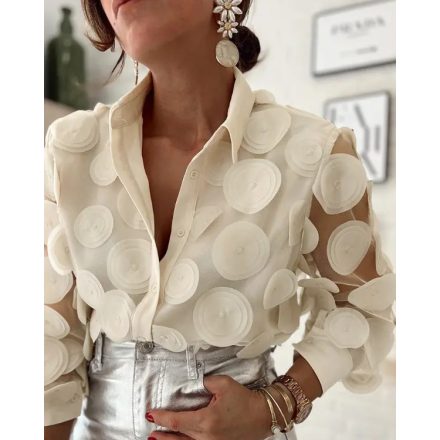 Floral Pattern Sheer Mesh Patch Top