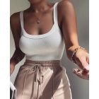 U-Neck Sleeveless Tank Top Bodysuits Slim Fit Ribbed Bodysuits