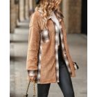 Plaid Print Pocket Design Long Sleeve Buttoned Teddy Coat Outfit