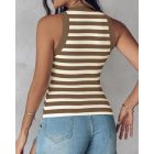 ChicMe Built-in Bra Striped Round Neck Bra Ribbed Tank Top