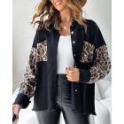 Contrast Sequin Long Sleeve Jacket Top Button Front Raw Hem Loose Fit Shacket