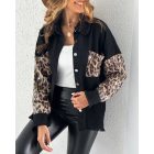 Contrast Sequin Long Sleeve Jacket Top Button Front Raw Hem Loose Fit Shacket