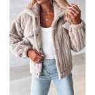 Turn-down Collar Buttoned Teddy Jacket