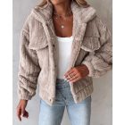 Turn-down Collar Buttoned Teddy Jacket