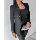Contrast Sequin Shawl Collar Blazer Coat Button Front Long Sleeve Coat