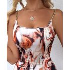 Marble Print Chain Strap Bodycon Dress