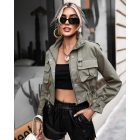 Pocket Button Design Long Sleeve Cargo Biker Jacket