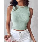 3 Piece Crewneck Racerback Ribbed Tank Tops Summer Basic Sleeveless Slim Fit Rib-knit Crop Tops