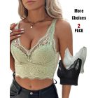 2-Pack Lace Scallop Trim Lace Bralette V-Neck Camisoles
