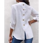 Buttoned Pocket Design Ripped Cutout Denim Pants